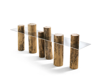 VENICE - Console table with briccola wood base and glass top by Riva 1920 - view 3